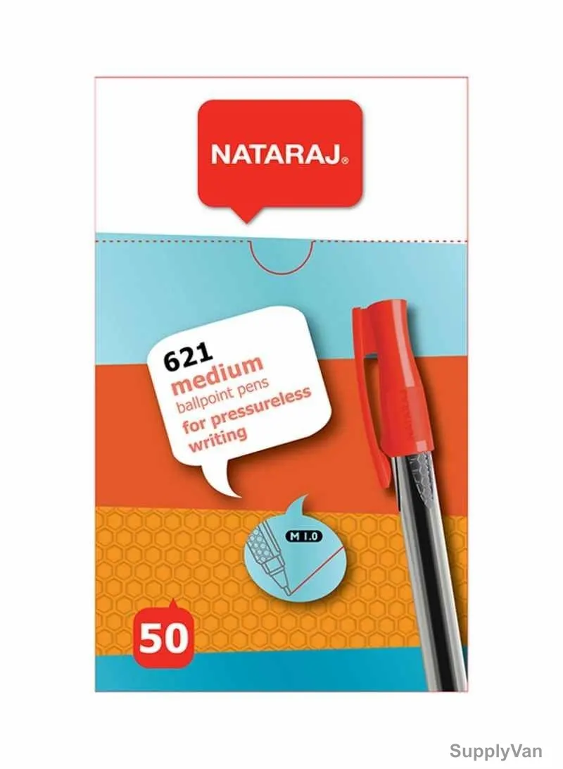 Nataraj Medium Ball Pen, HP621M50RD, 621 Series, 0.1MM, Red