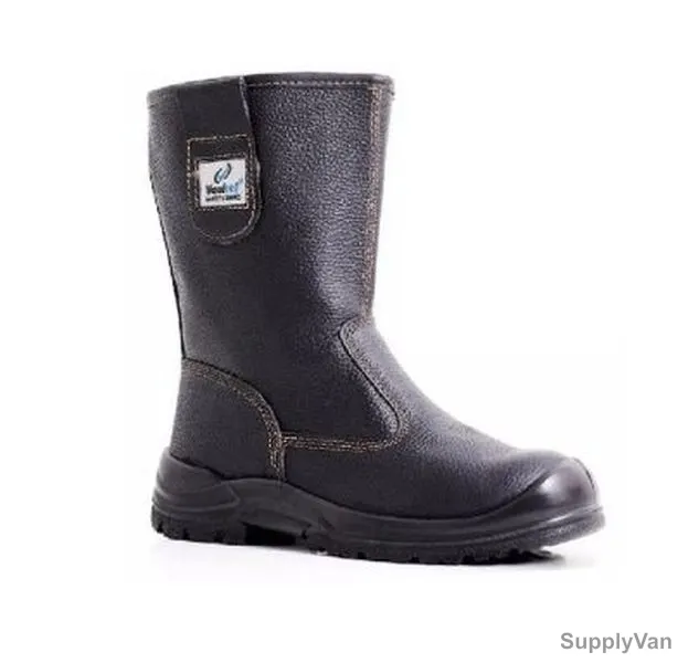 Vaultex Steel Toe Gumboots, YRA, Size38, Black, Mid Calf