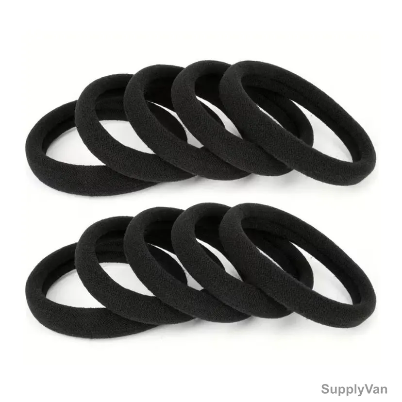 Elastic Hair Tie, Nylon, Black, 100 Pcs/Pack