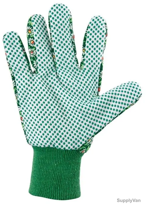 Palisad Garden Hand Gloves, 677628, Cotton and PVC, M, White/Green — image 1