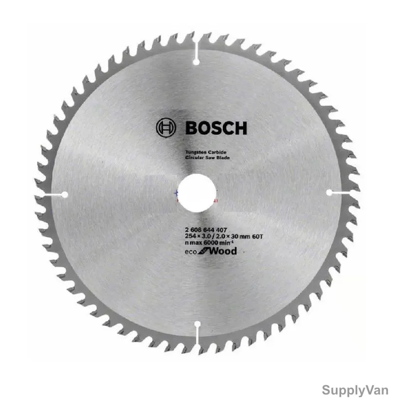 Bosch Wood Circular Saw Blade, 2608644407, Eco, TCT, 60T, 30MM Bore Dia x 254MM Dia, 5 Pcs/Pack