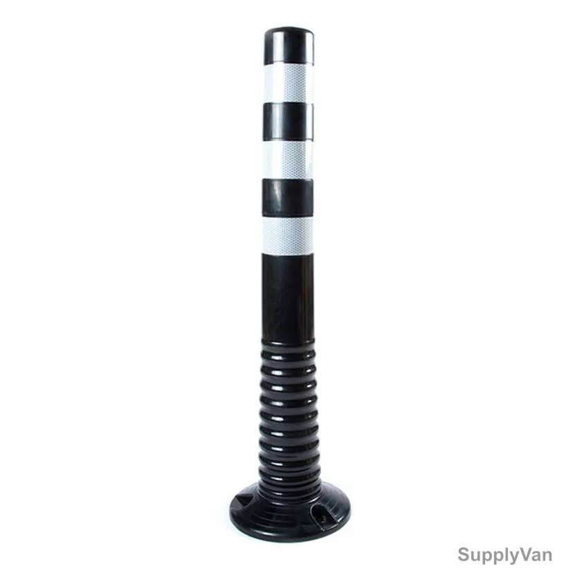 Flexible Parking Bollard Post, Rubber, 8CM Dia x 76CM Height, Black/White — image 1