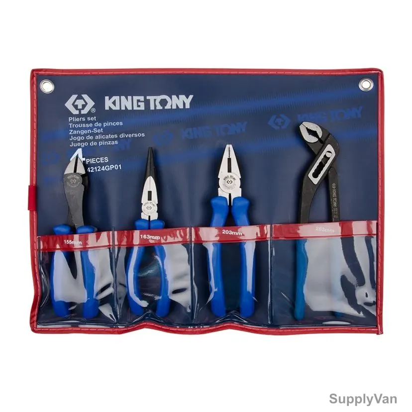 Kingtony European Type Plier Set, 42124GP01, 4 Pcs/Set