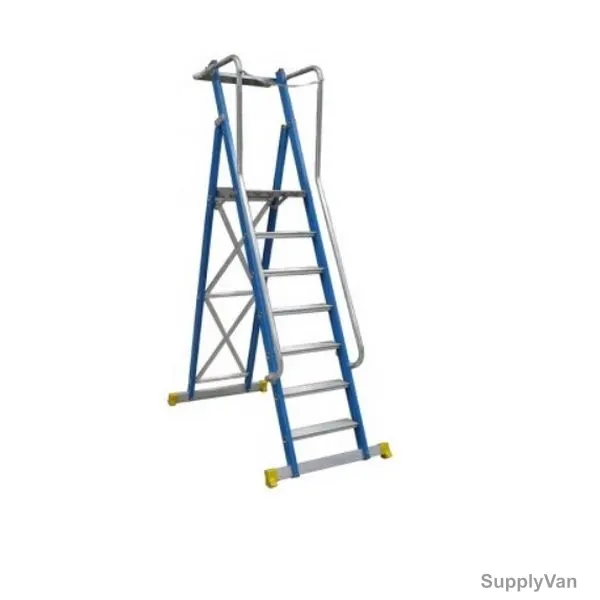 Penguin Fibreglass Work Platform Ladder, FWPL8, 7+1 Steps, 2 Mtrs Platform Height, 175 Kg Weight Capacity