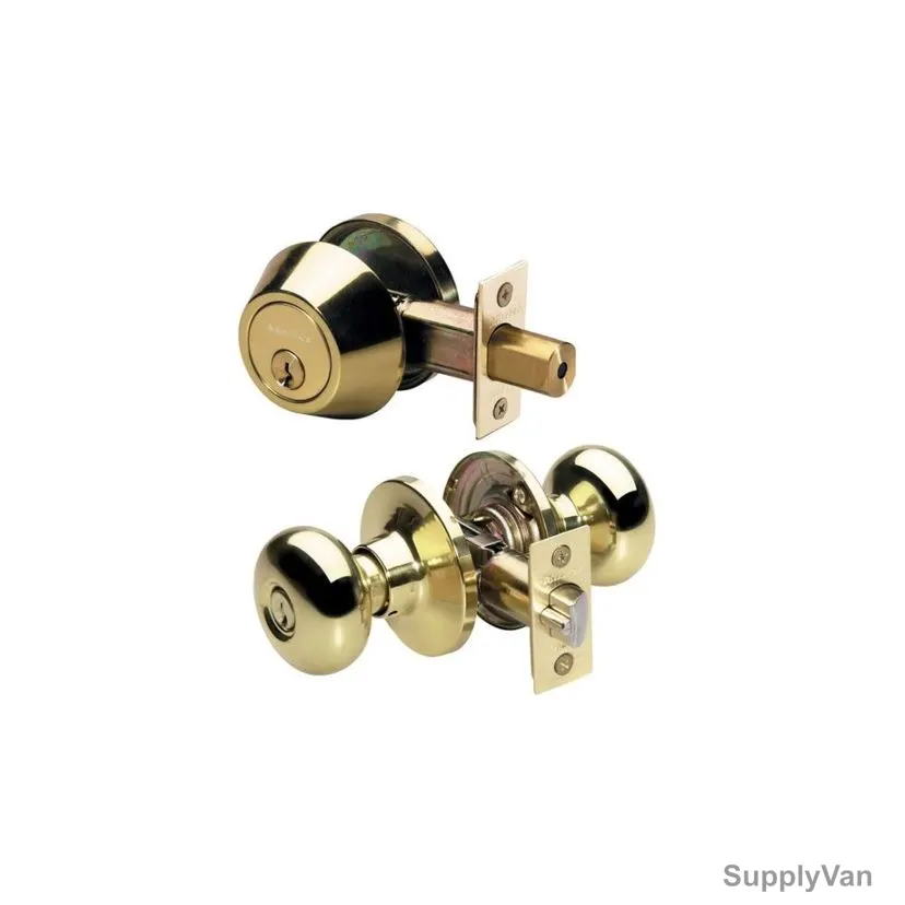 Master Lock Knob Lockset, MLBCCO0603, For Entry Door Lock, Polished Brass
