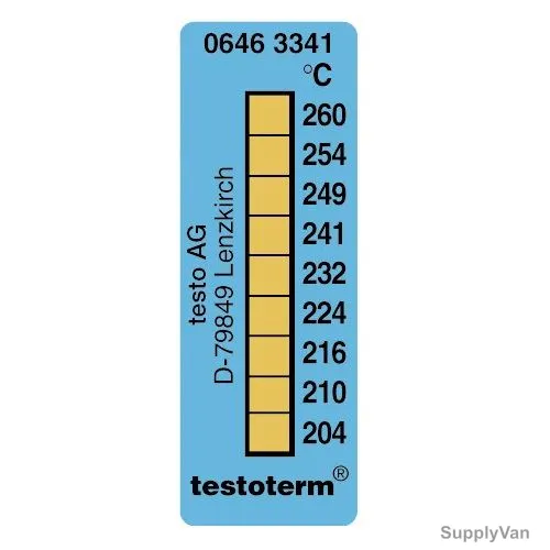 Testo Temperature Strip, 0646-3341, 50 x 18MM, 204 to 260 Deg.C, Blue, 10 Pcs/Pack — image 1