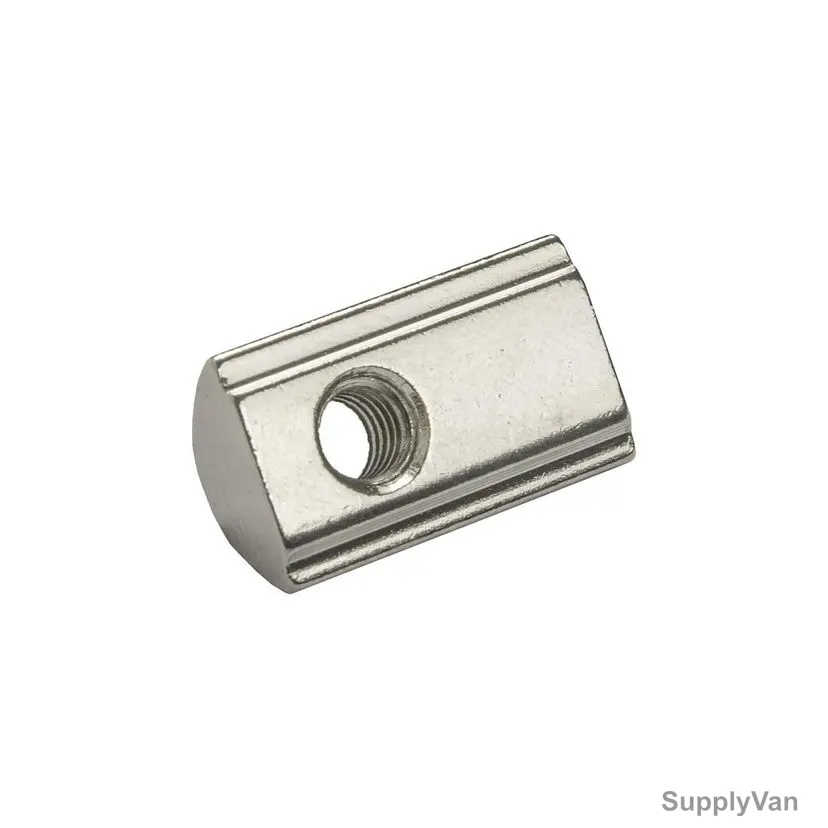 Extrusion Half Round Spring T-Nut, 45 Series, Stainless Steel, M6, PK50