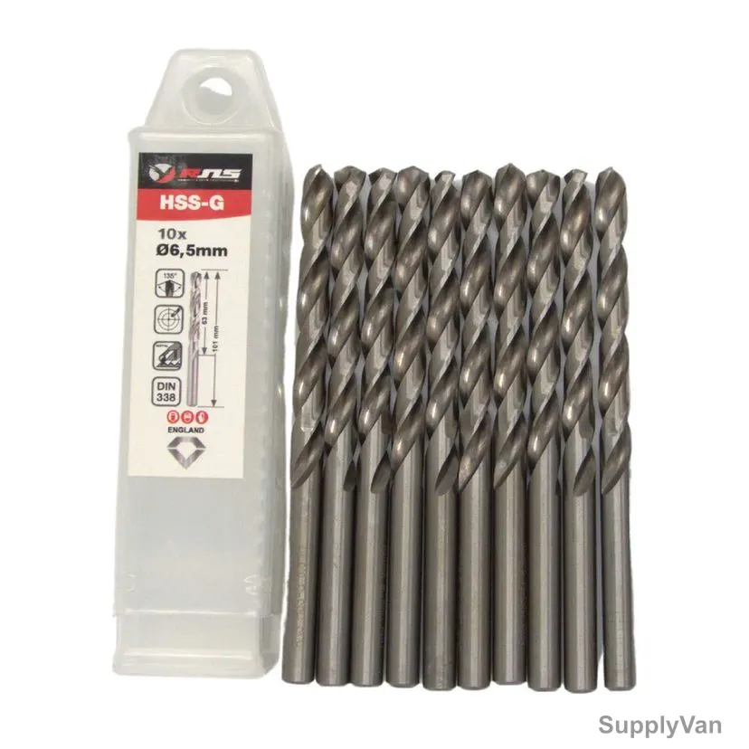 Rns HSS-G Twist Drill Bit, 4341, Eco, 6.5MM Dia, 10 Pcs/Pack