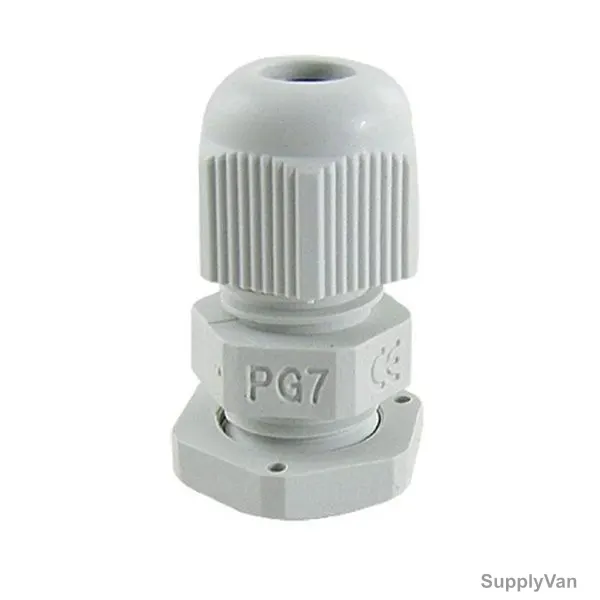 PVC Gland, PG-7, 12.5MM Outer Dia, 3.5-6.5MM Cable Size, White, 100 Pcs/Pack