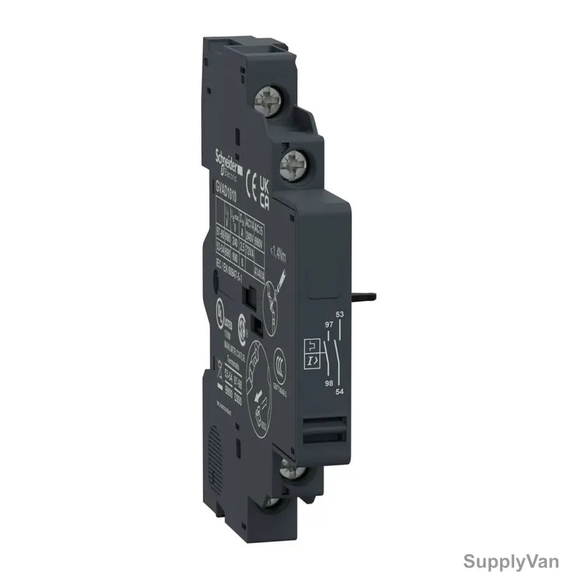 Schneider Electric Auxiliary Contact Block, GVAD1010, TeSys GV2/GV3, 48-690VAC, 1NO+1NO