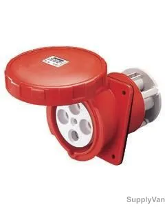 Gewiss 10 Deg Flush Mount Socket Outlet, GW63253H, IP66, 63A, 3P+E, White-Red