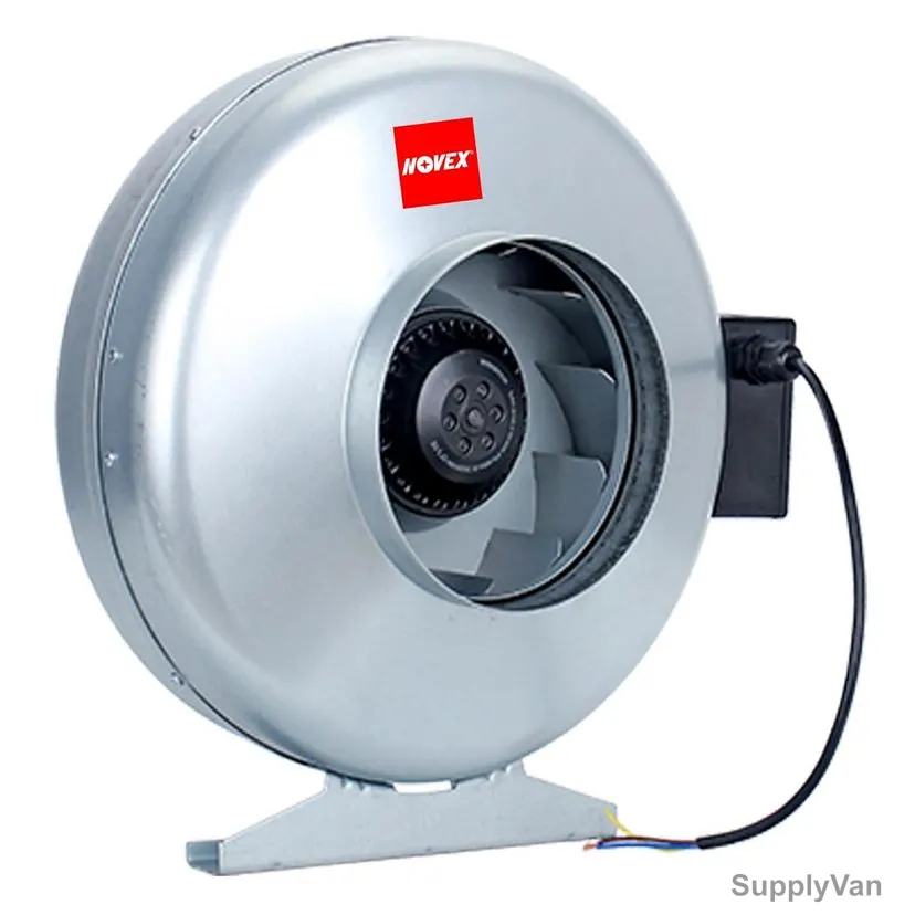 Novex Centrifugal In-Line Duct Fan, NV-ID10, Alloy Steel, 190W, 10 Inch, 2460 RPM, 799 CFM, Grey