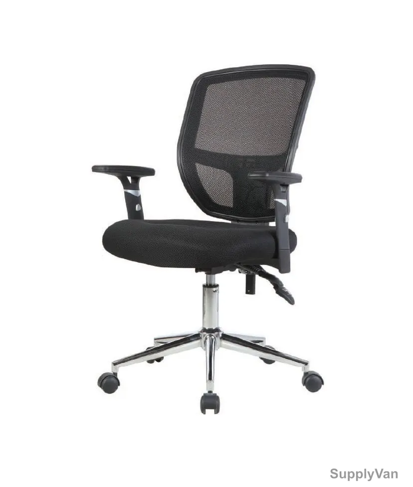 Counter Chair, Medium Back, Adjustable Arms, Black