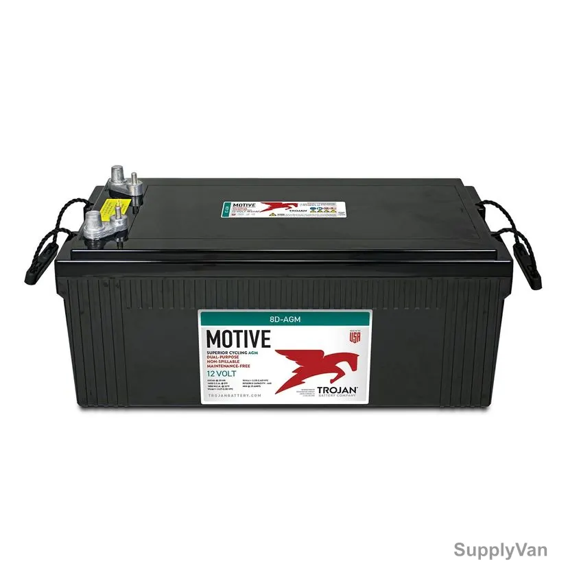 Trojan Motive Dual Purpose AGM Battery, 8D-AGM, 12V, 230 Ah, Black