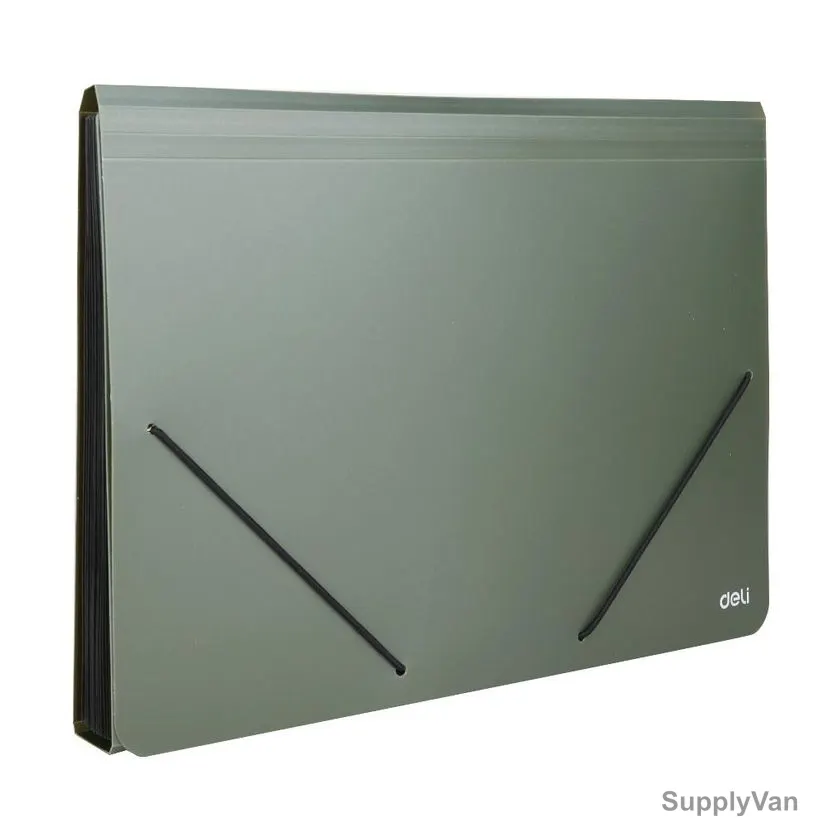 Deli Expanding File, E5551, Standard Series, A4, 13 Pockets, Green