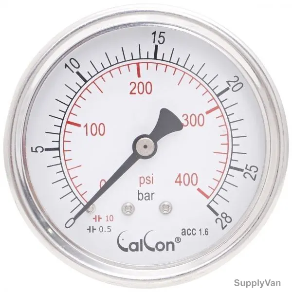 Calcon Pressure Gauge, CC10D, 63MM, 1/4 Inch, NPT, 0-28 Bar