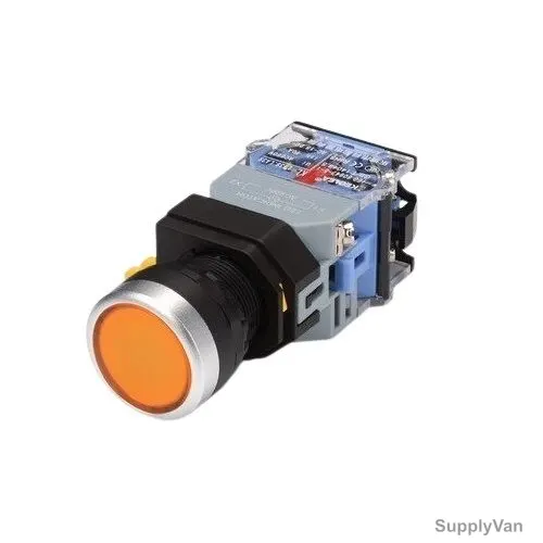 Warrior On-Off Latching Push Button Switch, 400V, 10A, Yellow