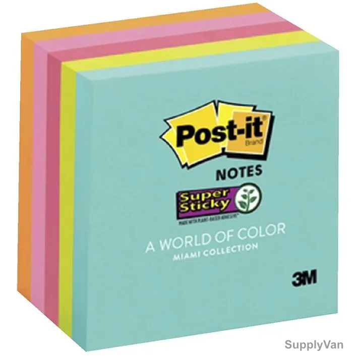 Post-it Miami Super Sticky Notes, 3M654SSMIA, 76 x 76MM, 450 Sheets/Carton