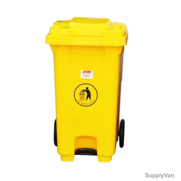 Brooks Waste Bin With Pedal, BKS-PDL-089, HDPE, 120 Ltrs, Yellow
