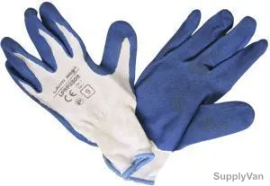 Power Tool Nylon Liner Latex Safety Gloves, ZA051, Blue and White, PK12