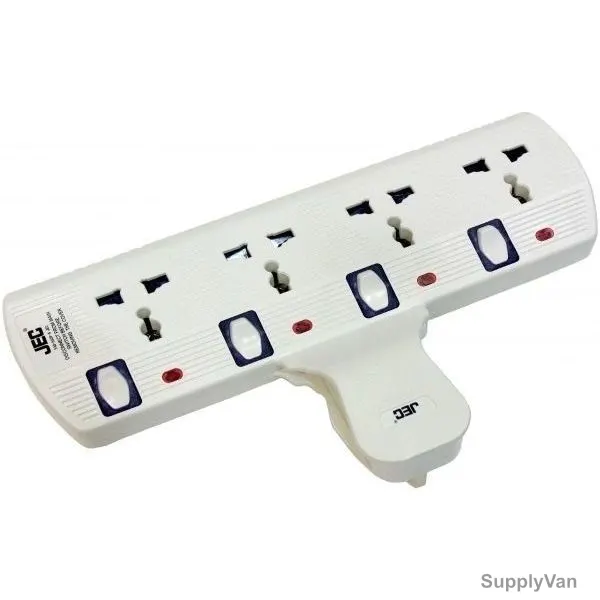 JEC 4 Way Extension Socket, EAD-5639-4, Plastic, 3250W, White