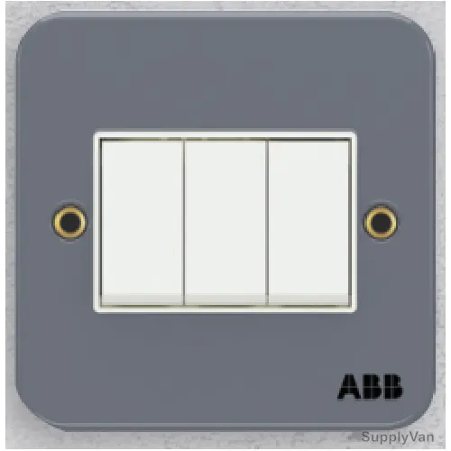 Abb Electrical Switch, BM107, Metal Clad Series, Urea/Metal, 3 Gang, 2 Way, 10A — image 1