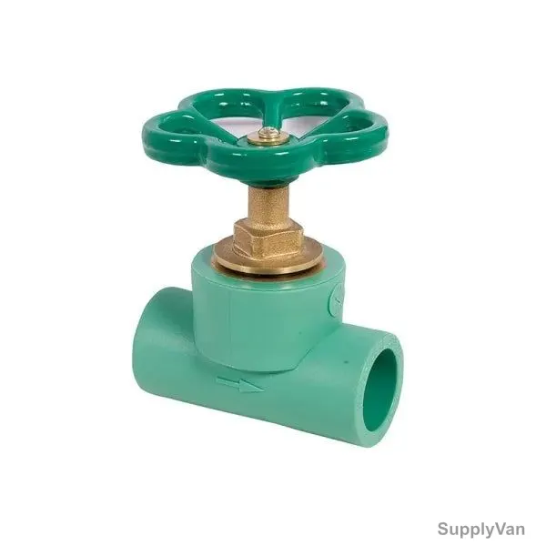 Raktherm Stop Globe Valve, V1-20, PPR/Brass, 20MM Dia x 3/4 Inch, Green/Gold — image 1