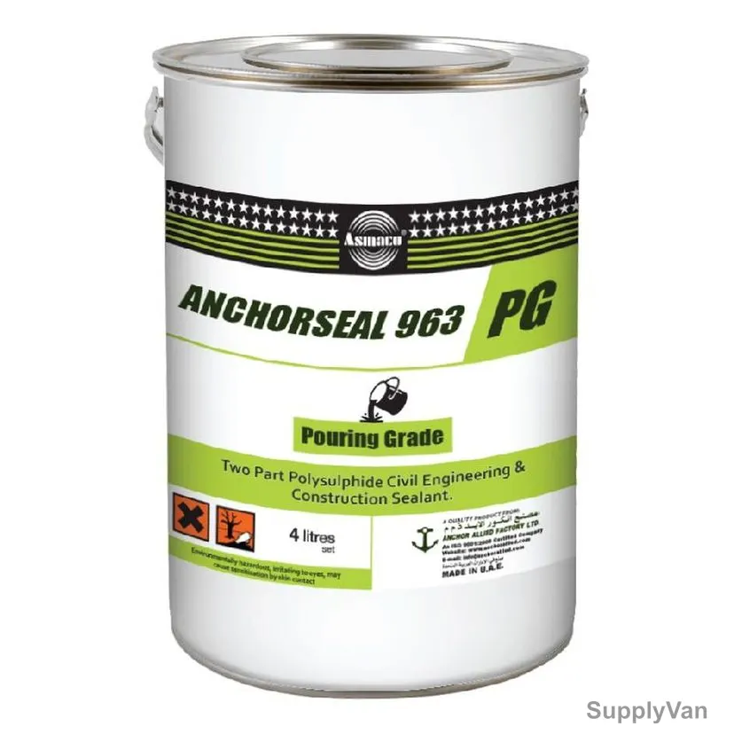 Asmaco Pouring Grade Polysulphide Sealant, Anchorseal 963, 4 Ltrs, Grey and Black, 4 Pcs/Carton
