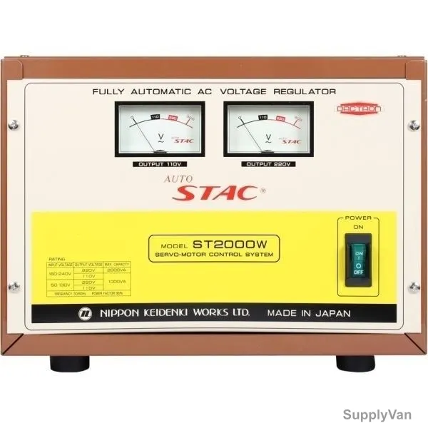 Auto Stac High Power Full Automatic AC Voltage Regulator, ST2000W, 2000VA, Brown