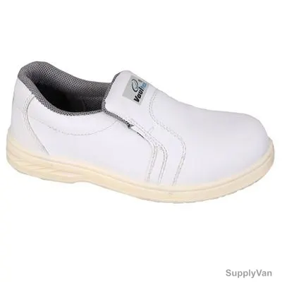 Vaultex Steel Toe Executive Low Ankle Safety Shoes W/O Lace, VIC, Micro Fibre Leather, S3 SRA, Size35, White