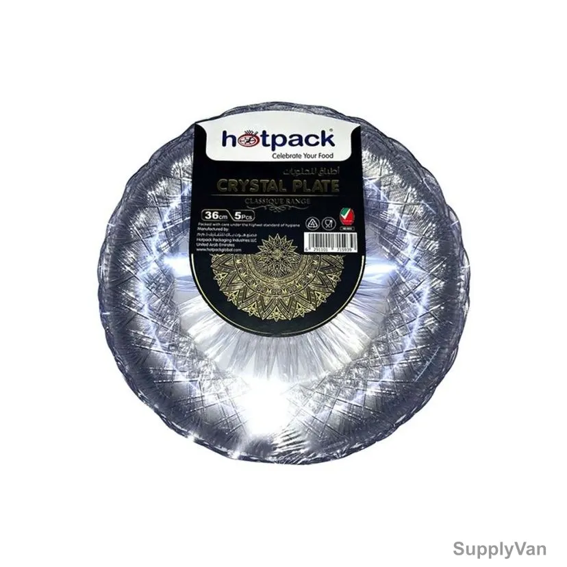 Hotpack Crystal Plate, HSMCP36, Plastic, 36CM, Clear, 5 Pcs/Pack