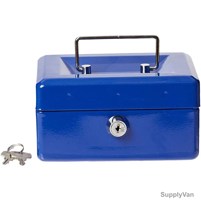 Cash Box With Safety Lock, Stainless Steel, 90 x 240MM, Blue — image 1