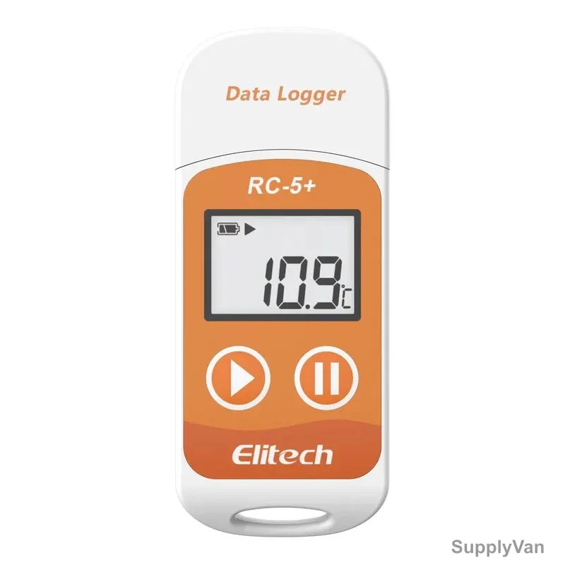 Elitech Reusable USB Temperature Data Logger With Auto PDF Report, RC-5+, LCD, 32000 Points, -30 to 70 Deg.C