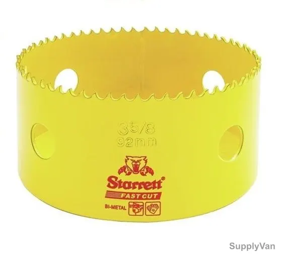 Starrett Hole Saw, FCH0358, High Speed Steel, 92MM, 5.5 TPI, Yellow