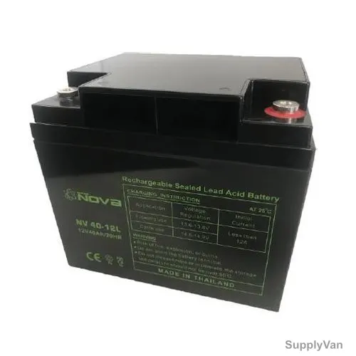 Nova Rechargeable Sealed Lead Acid Battery, NV40-12L, 12V, 40Ah/20Hrs