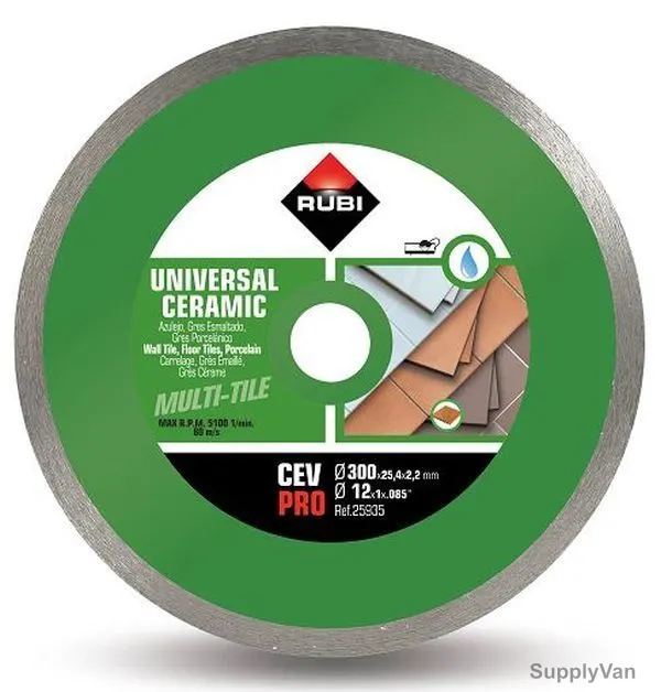 Rubi Continuous Ceramic Tile Diamond Blade, 025935, 300MM