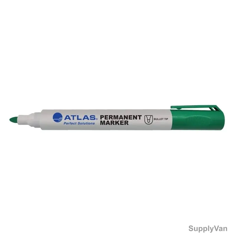 Atlas Permanent Marker, AS-MP100-GN, 2.2-2.8MM Tip Size, Green, 12 Pcs/Pack