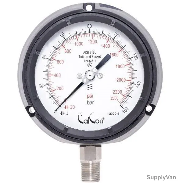 Calcon Pressure Gauge, CC21A, 125MM, 1/2 Inch, NPT, 0-160 Bar