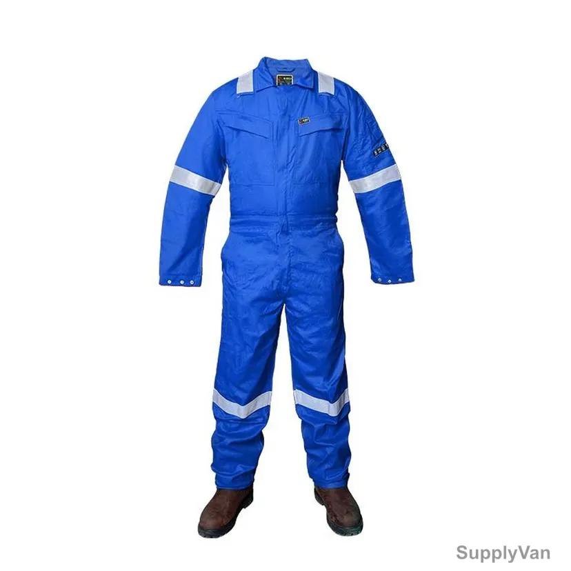 B-Max Inherant Fire Retardant Work Coverall, BM7286, 100% Cotton, 180 GSM, L, Royal Blue
