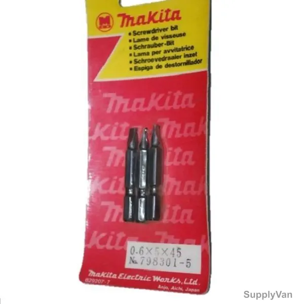 Makita Screwdriver Bit, 798301-5, 45MM, Slotted, PK3