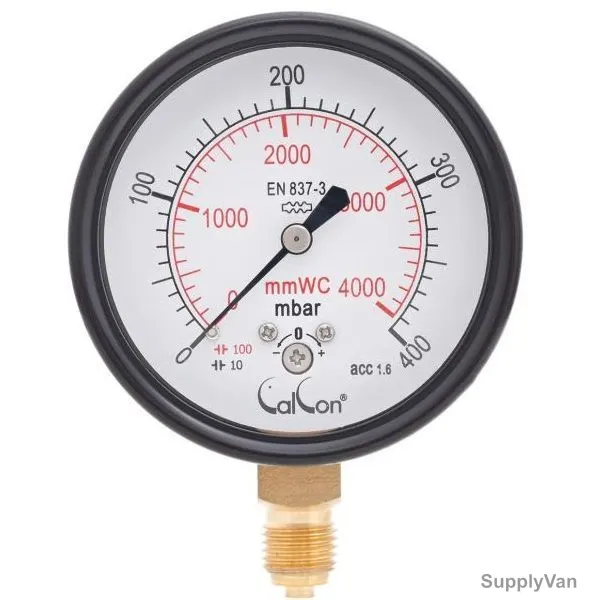 Calcon Capsule Pressure Gauge, CC9A, 63MM, 1/4 Inch, BSP, 0-400 Mbar