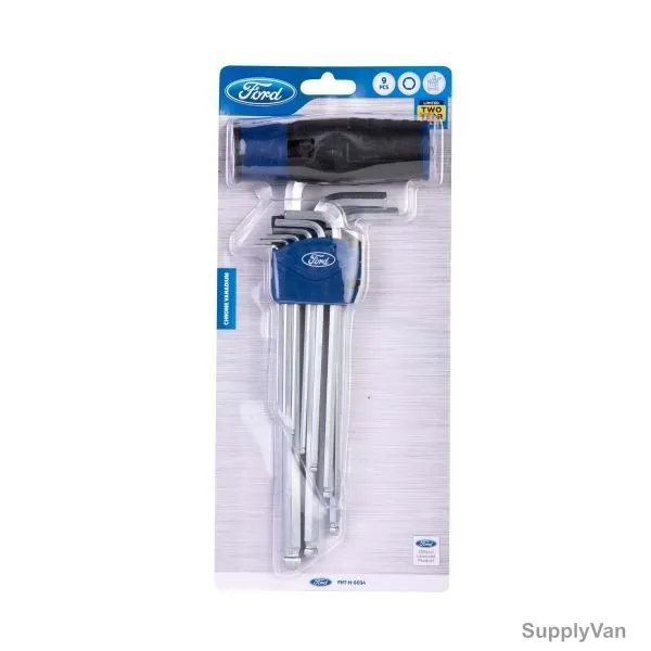 Ford T-handle Ball Point Hex Key Set, FHT-H-0034, Silver, 9PCS