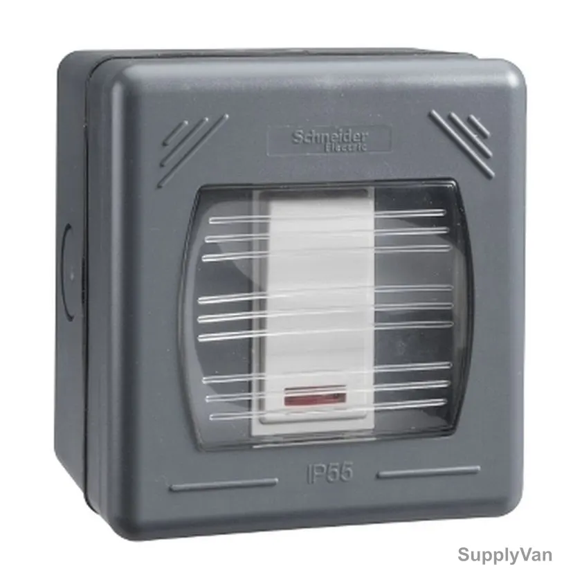Schneider Electric Exclusive Electrical Switch With Indicator Lamp, GWP2011, 1 Gang, 20AX, 230VAC, Grey