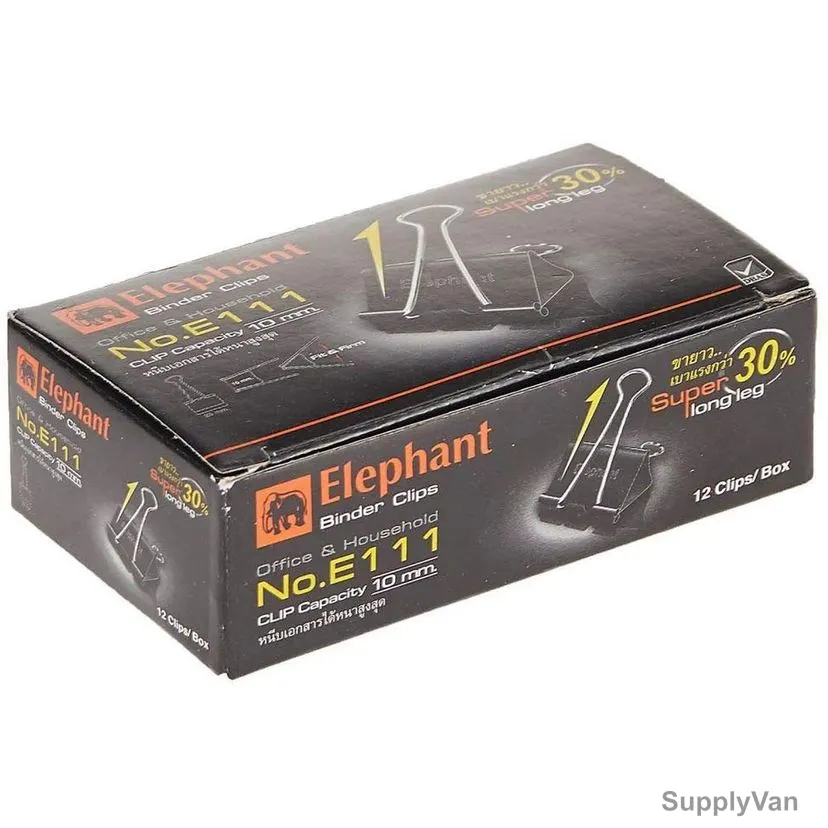 Elephant Binder Clip, E111, 25MM, Black, 144 Pcs/Carton