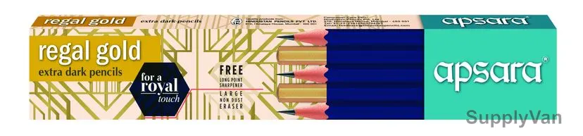 Apsara Regal Gold Pencil, APS101001010, Wood, Royal Blue, Hexagon, PK10