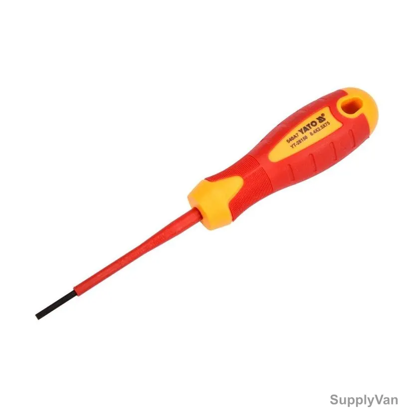 Yato Insulated Slotted Screwdriver, YT-28150, Alloy Steel/Rubber, 2.5MM Tip Size x 75MM Blade Length — image 1