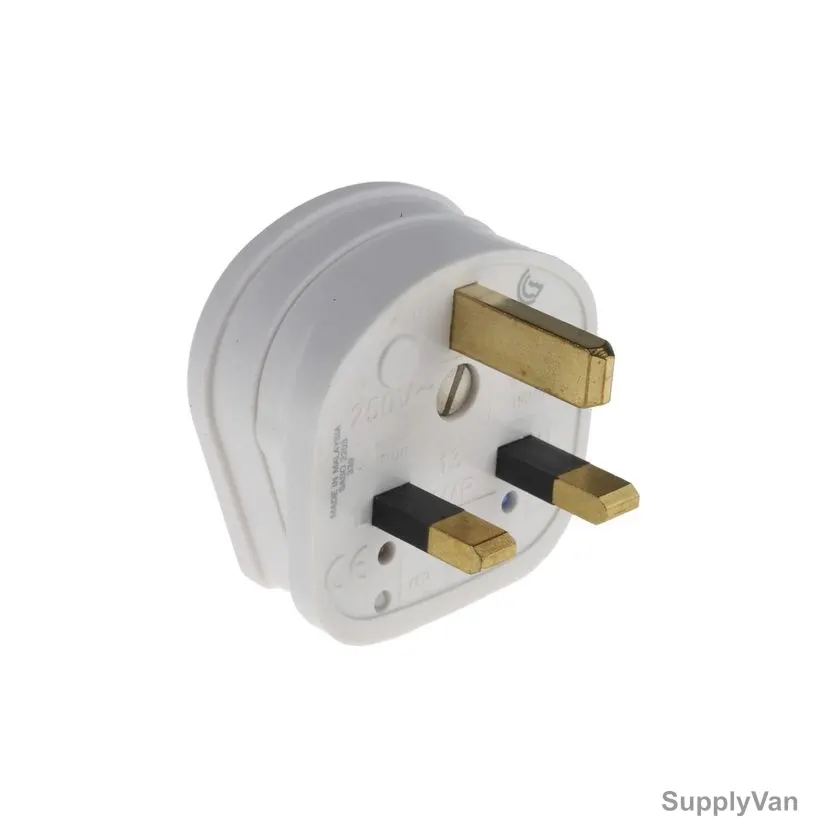 MK Plug Adapter With 13A Fuse, LOG646SAWHI, 3 Pin, White — image 1