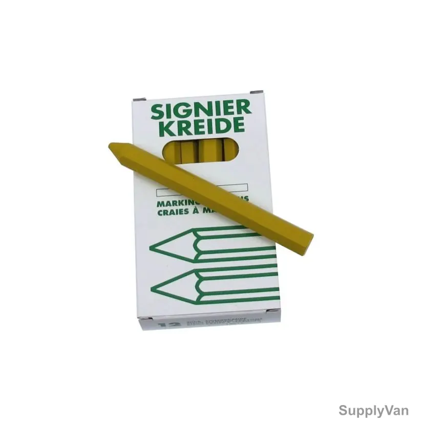 Kistenmacher Marking Crayon, 12012, Signier Kreide, 12MM Dia x 120MM Length, Yellow, 12 Pcs/Pack