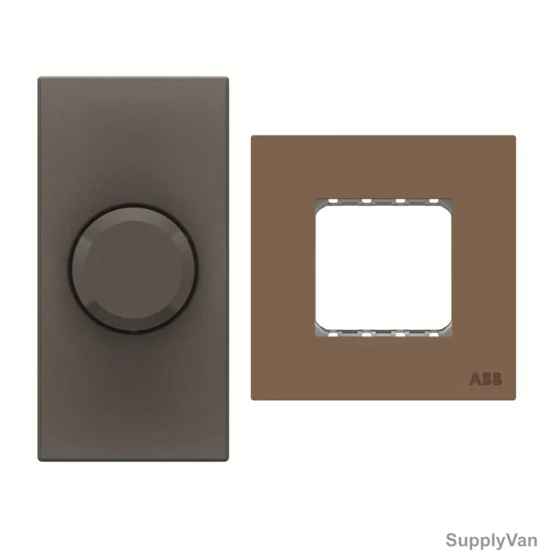 ABB Rotary Dimmer With Half/Double Rocker Frame, AMD60322-AN-plus-AMD5144-MO, Millenium, 1 Module, 1 Gang, 2 Pcs/Set — image 1