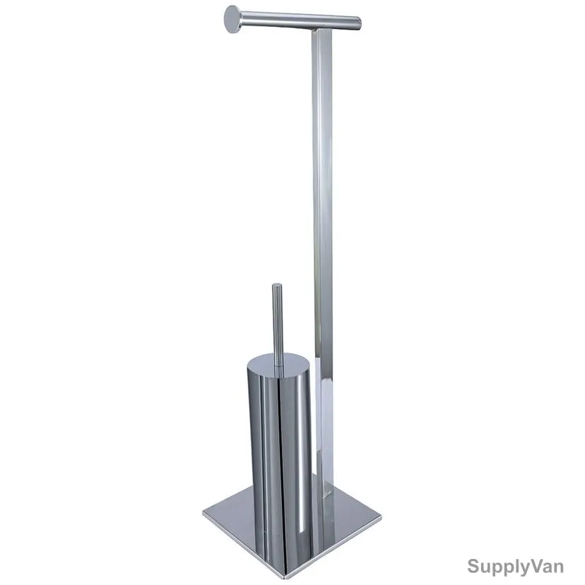 High Trend Tissue Holder Stand with Bathroom Brush, NN6064, Silver Colour, Steel — image 1